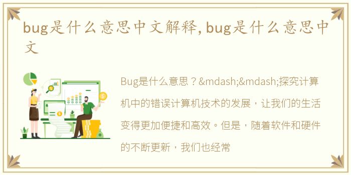 bug是什么意思中文解释,bug是什么意思中文