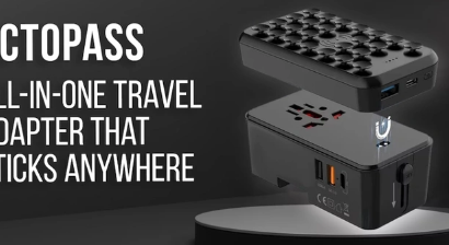 OctoPass无线电池组和带有独特吸盘的旅行适配器