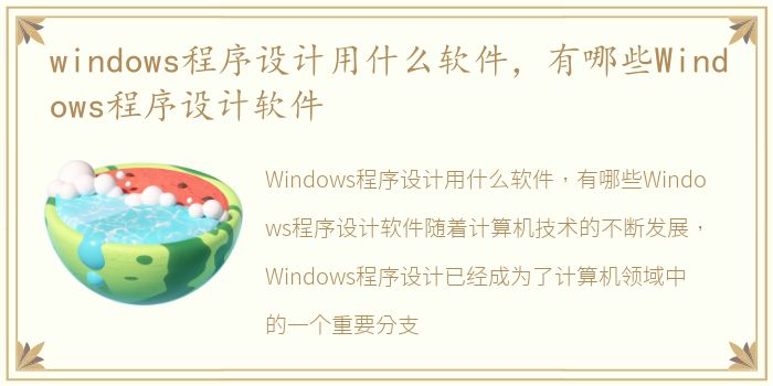 windows程序设计用什么软件，有哪些Windows程序设计软件