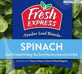 由于可能存在健康风险Fresh Express宣布召回有限的菠菜产品