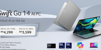 AcerSwiftGo14大马发布-最高搭载IntelCoreUltra7处理器起售价RM3599